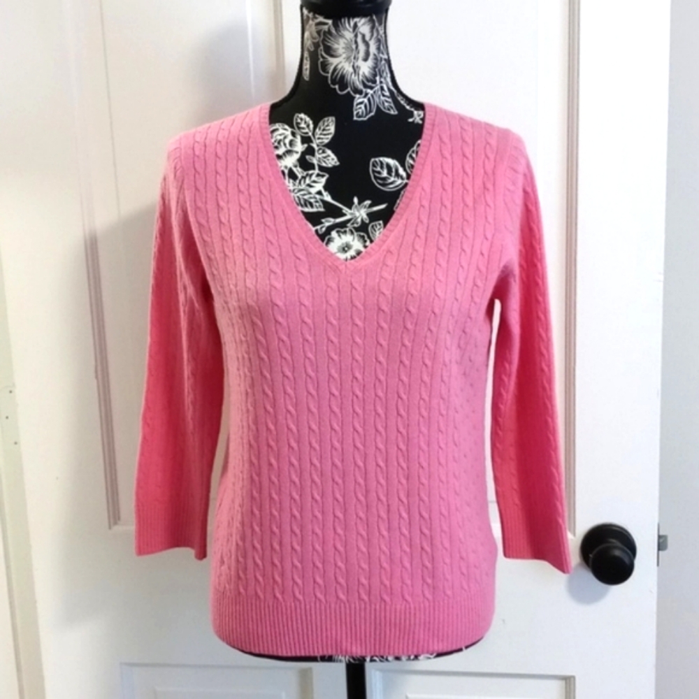 💗RARE/VTG Lilly Pulitzer💗 - Lexington Cashmere Cable-Knit V-Neck Sweater